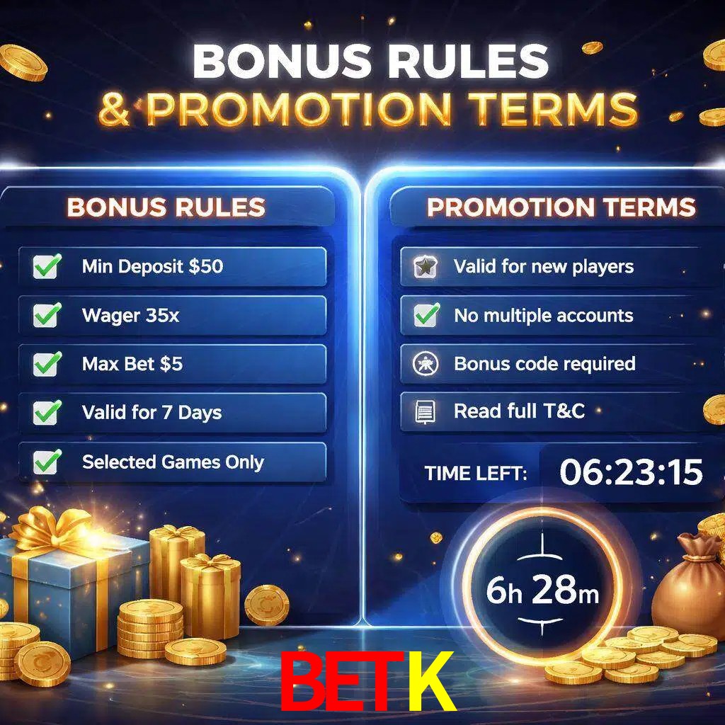 Reglas de promoción BETK y condiciones de bonos explicadas visualmente